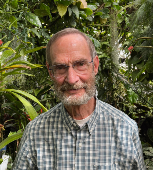 A man surrounded by plants